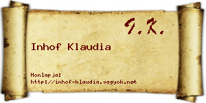 Inhof Klaudia névjegykártya